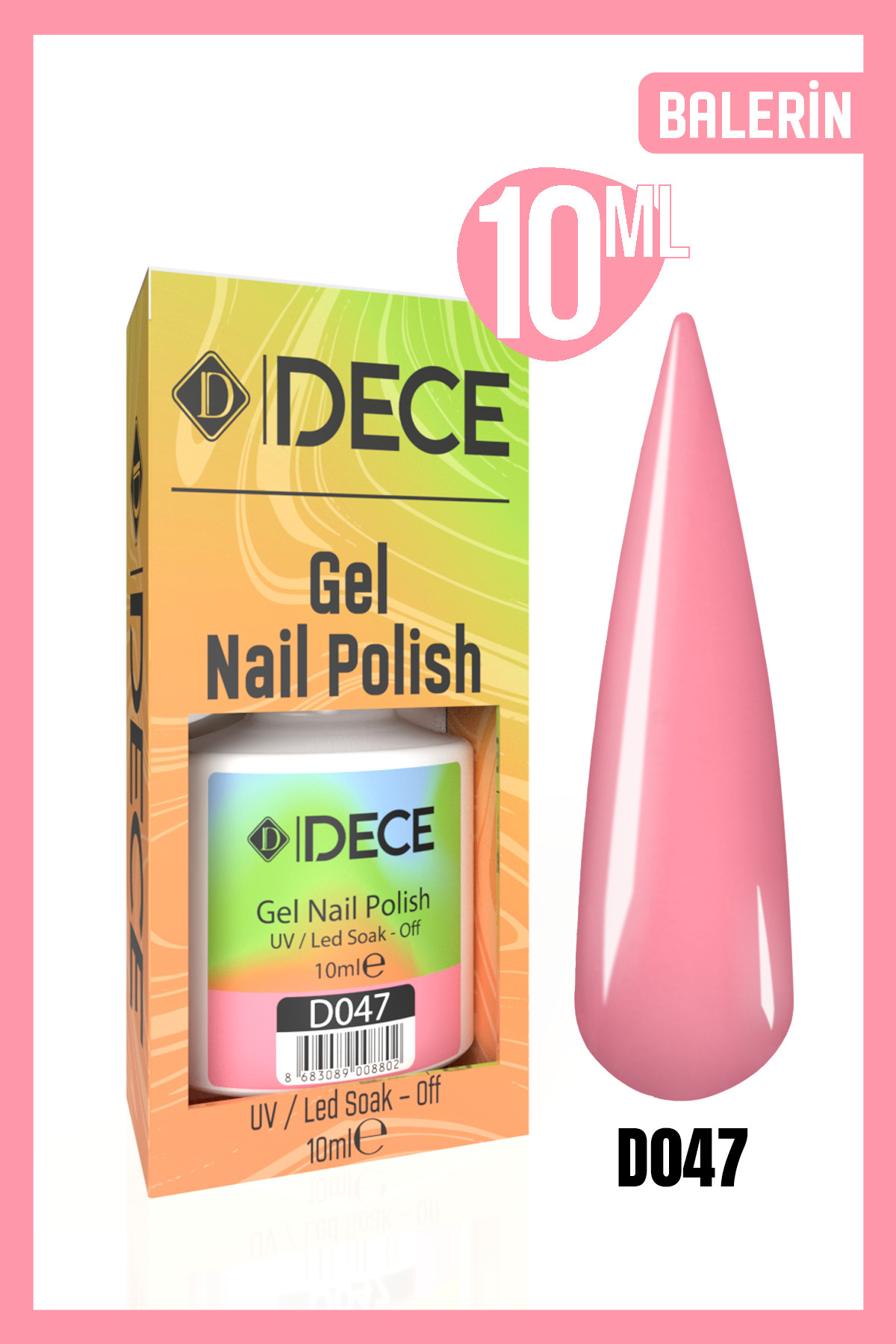 d dece Kalıcı Oje Uv Led D047 (PEMBE SERİSİ) 10ml