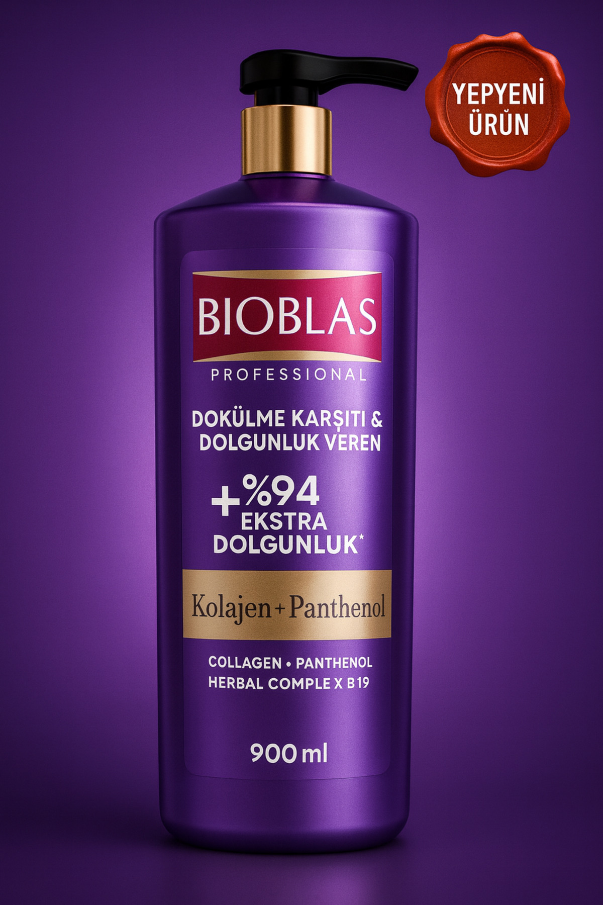 Bioblas Royal Mauve B19 Kolajen+Pantenol Dökülme Karşıtı Dolgunlaştırıcı Şampuan 900 ml