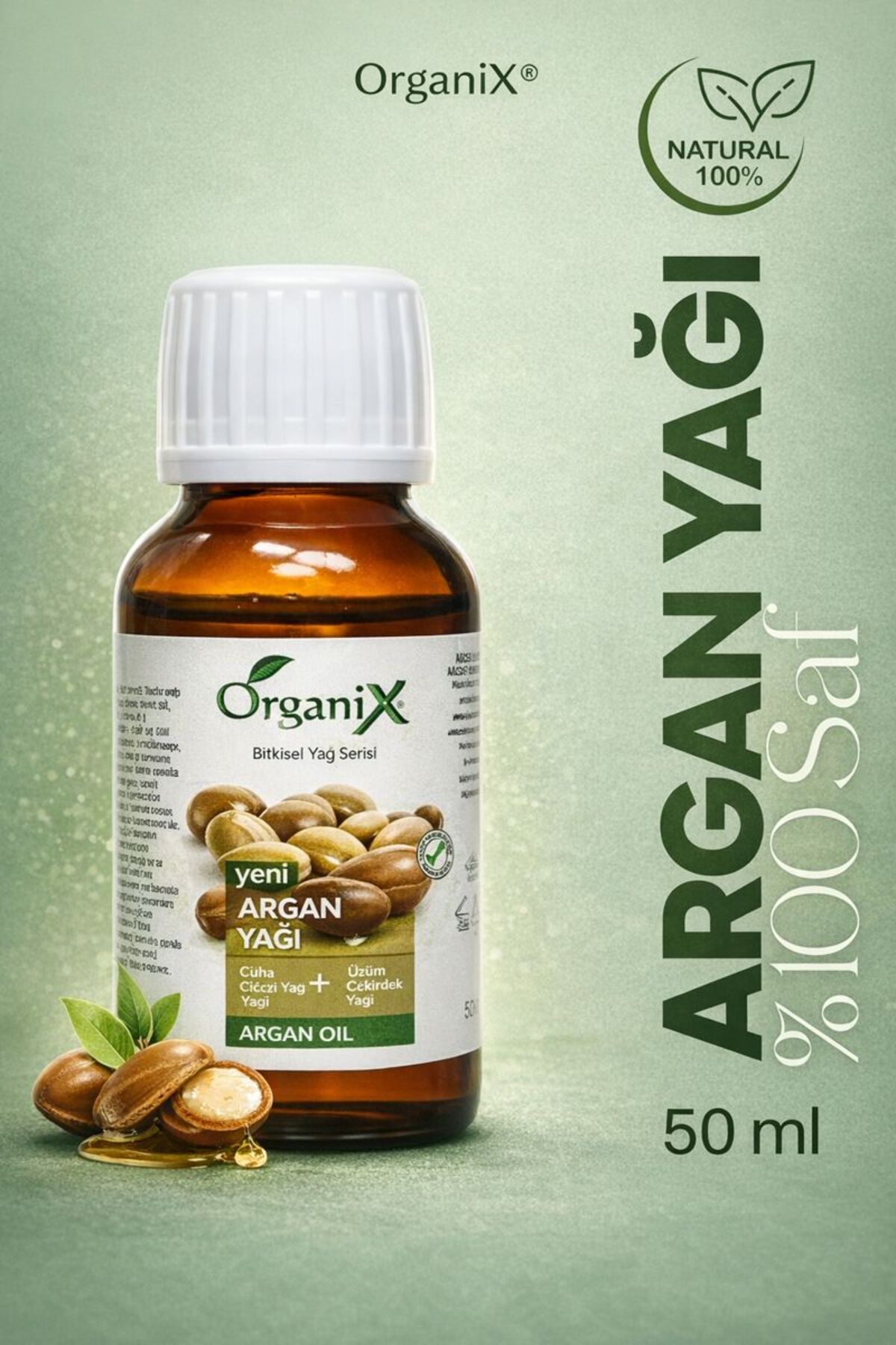Organix Argan Yağı %100 Doğal Soğuk Sıkım | Cilt, Saç Ve Tırnak Bakım Yağı | 50 ml