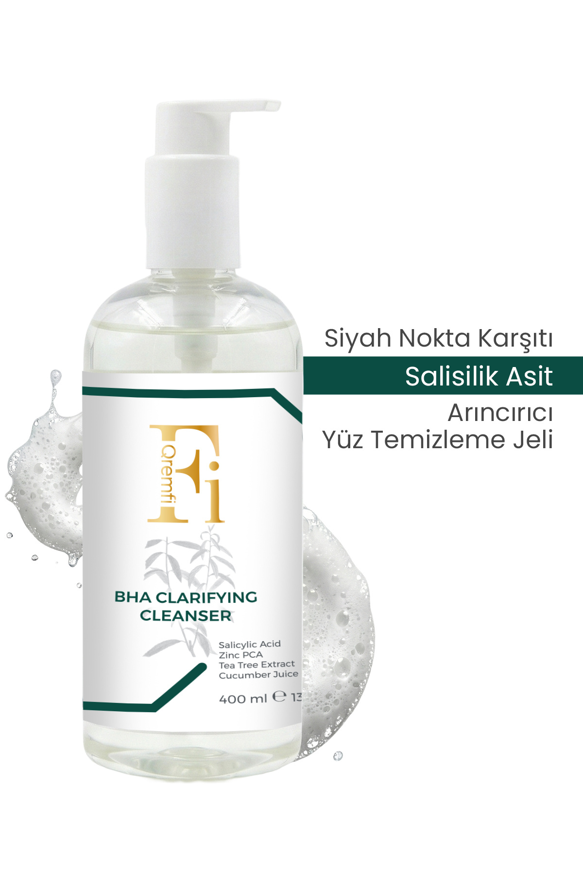 Qremfi Salisilik Asit İçeren Yağ ve Siyah Nokta Karşıtı Arındırıcı BHA Yüz Temizleme Jeli 400 ml