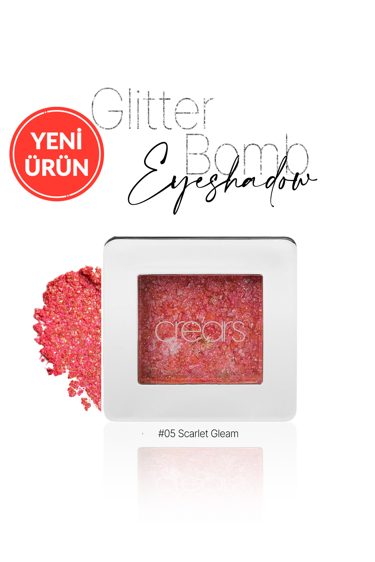 Cre'ars Mücevher Parlaklığında Yoğun Pigmentli Tekli Far Glitter Bomb Eyeshadow 05 Scarlet Gleam