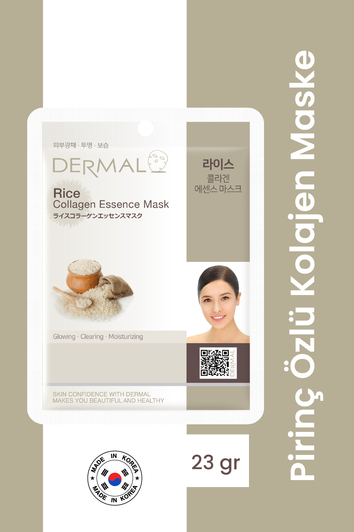 Dermal Arındırıcı, Nemlendirici Ve Ton Eşitleyici Pirinç Özlü Kollajen Maske 23 gr