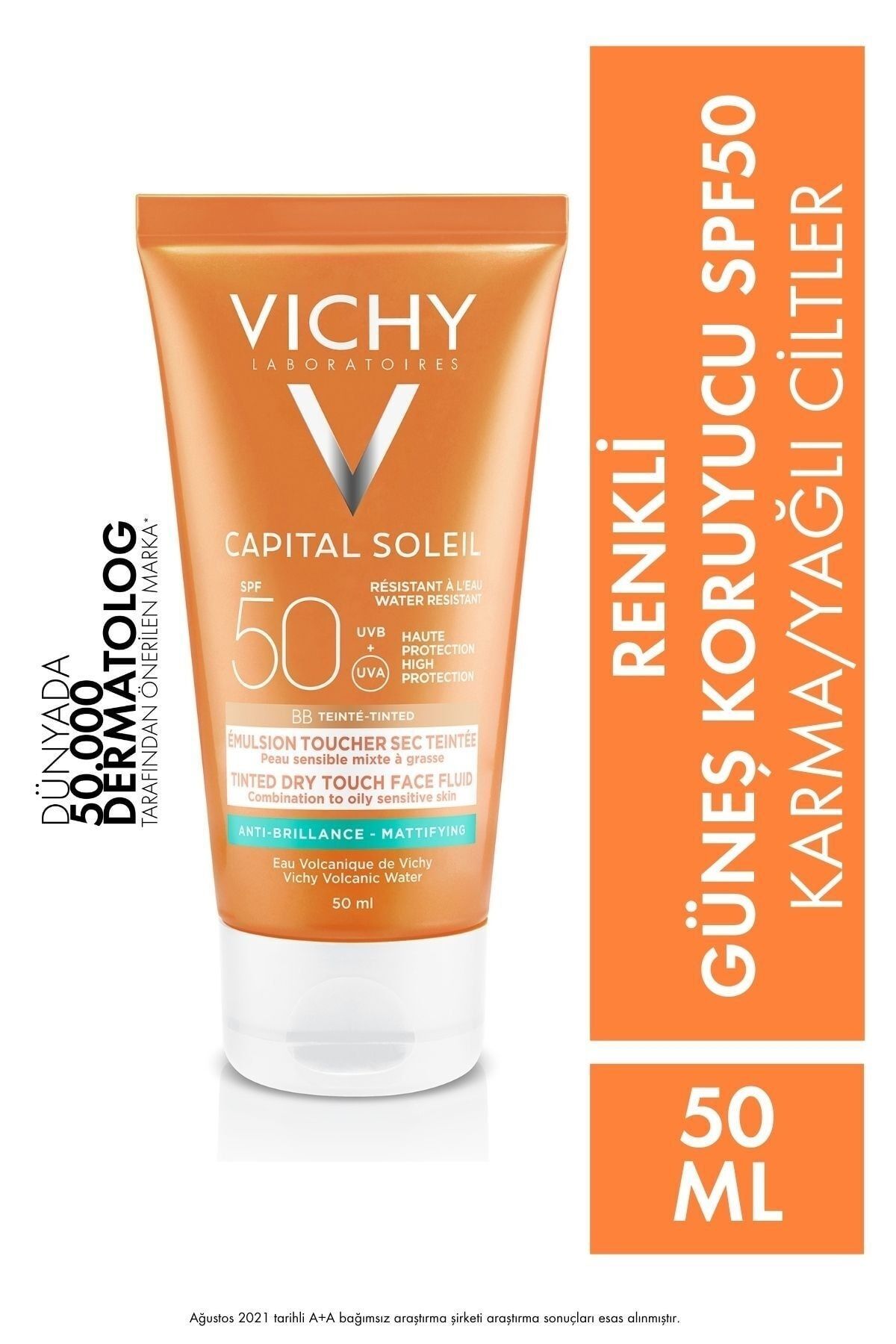 Vichy Capital Soleil SPF50+ Yağlı Ciltler İçin Renkli Yüksek Korumalı Yüz Güneş Kremi 50ml 333787132