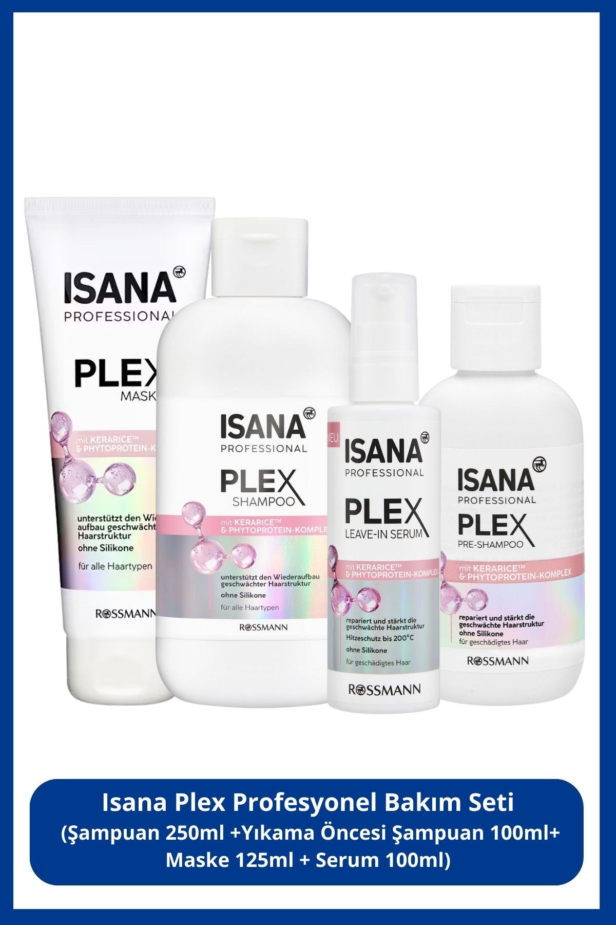 Isana Professional Plex Profesyonel Bakım Seti (Şampuan 250ml +Yıkama Öncesi Şampuan 100ml+ Maske 12