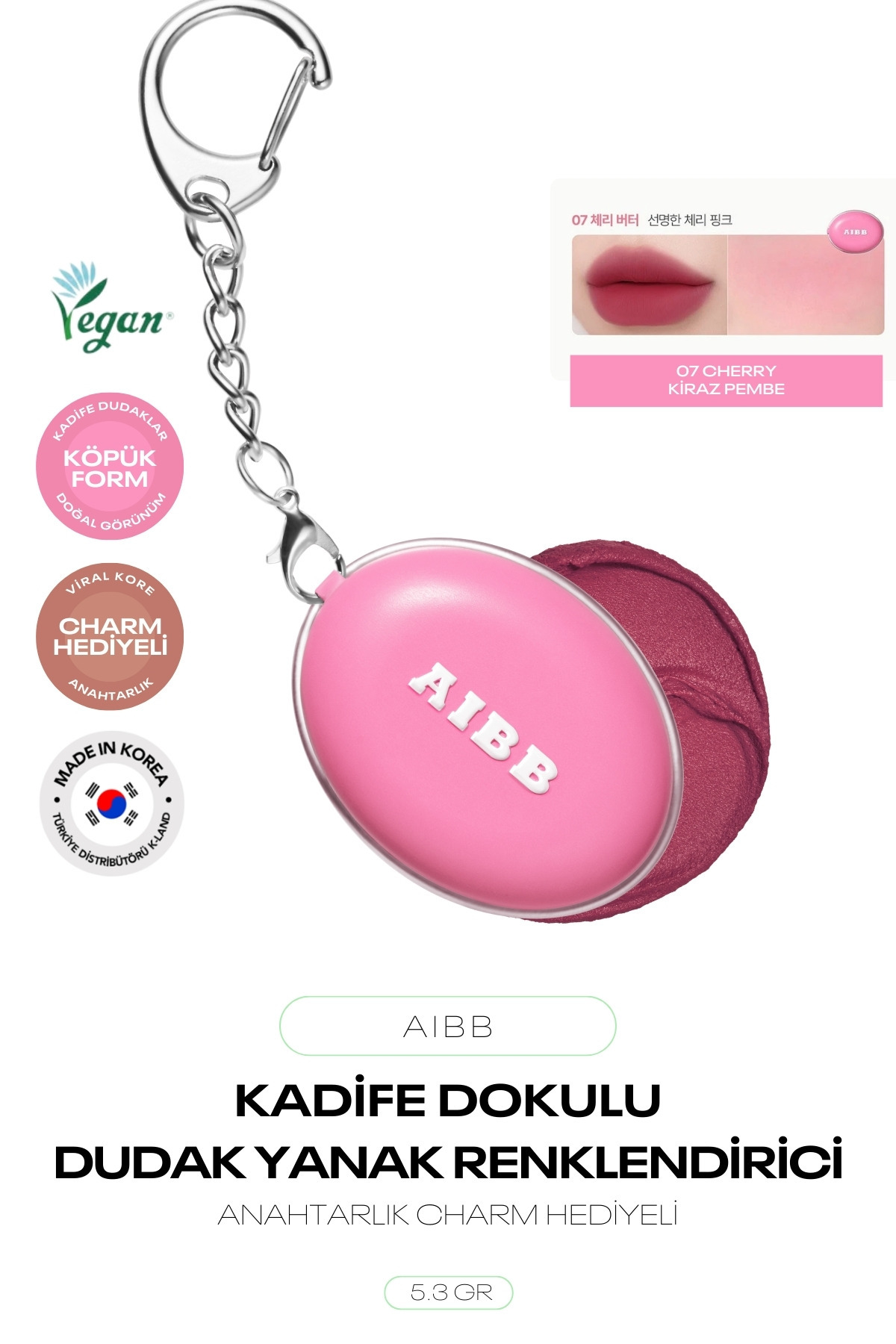AIBB Kadife Dokulu Blur Etkili Dudak Ve Yanak Renklendirici Blur Tin Pot Charm anahtarlıklı