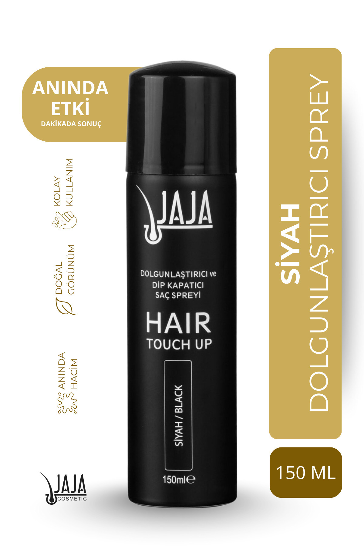 Jaja Siyah (Black) Dip Kapatıcı & Dolgunlaştırıcı Saç Spreyi | 150 ML
