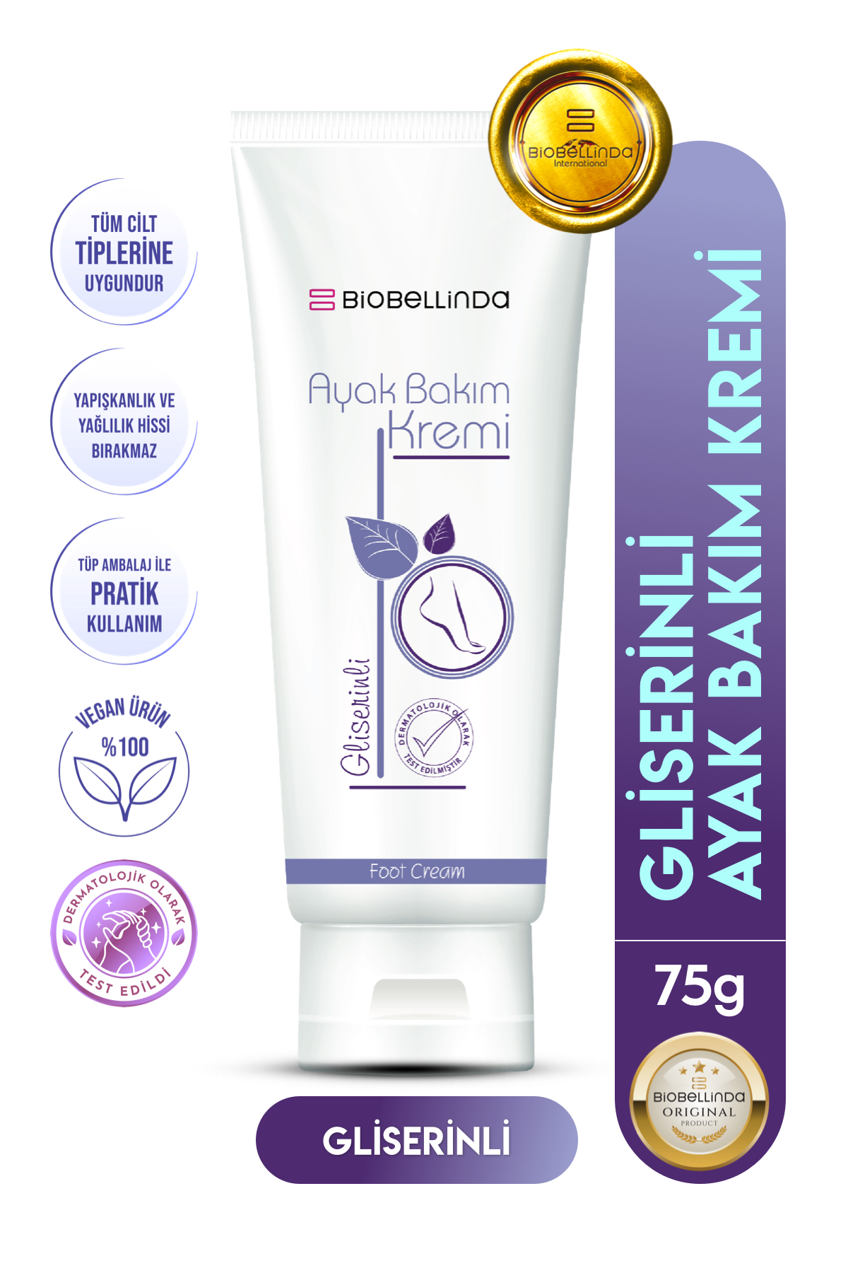 BioBellinda Ayak Bakım Ve Nemlendirici Kremi Gliserinli 75 gr