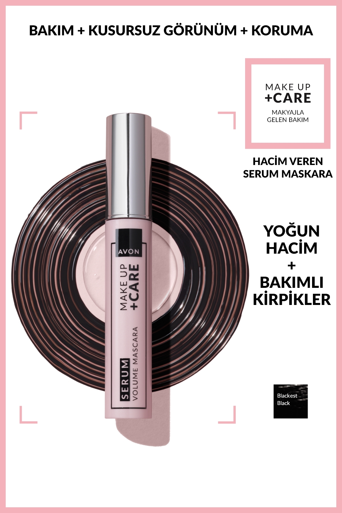 AVON Make up + Care Hacim Veren Serum Maskara-Blackest Black 10ml
