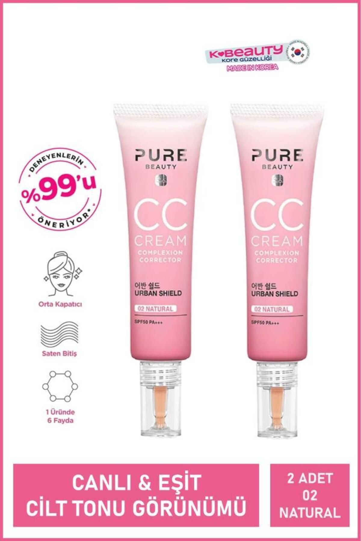 PURE BEAUTY CC Krem Spf50 Pa+++ Natural 30 ml x2 Adet
