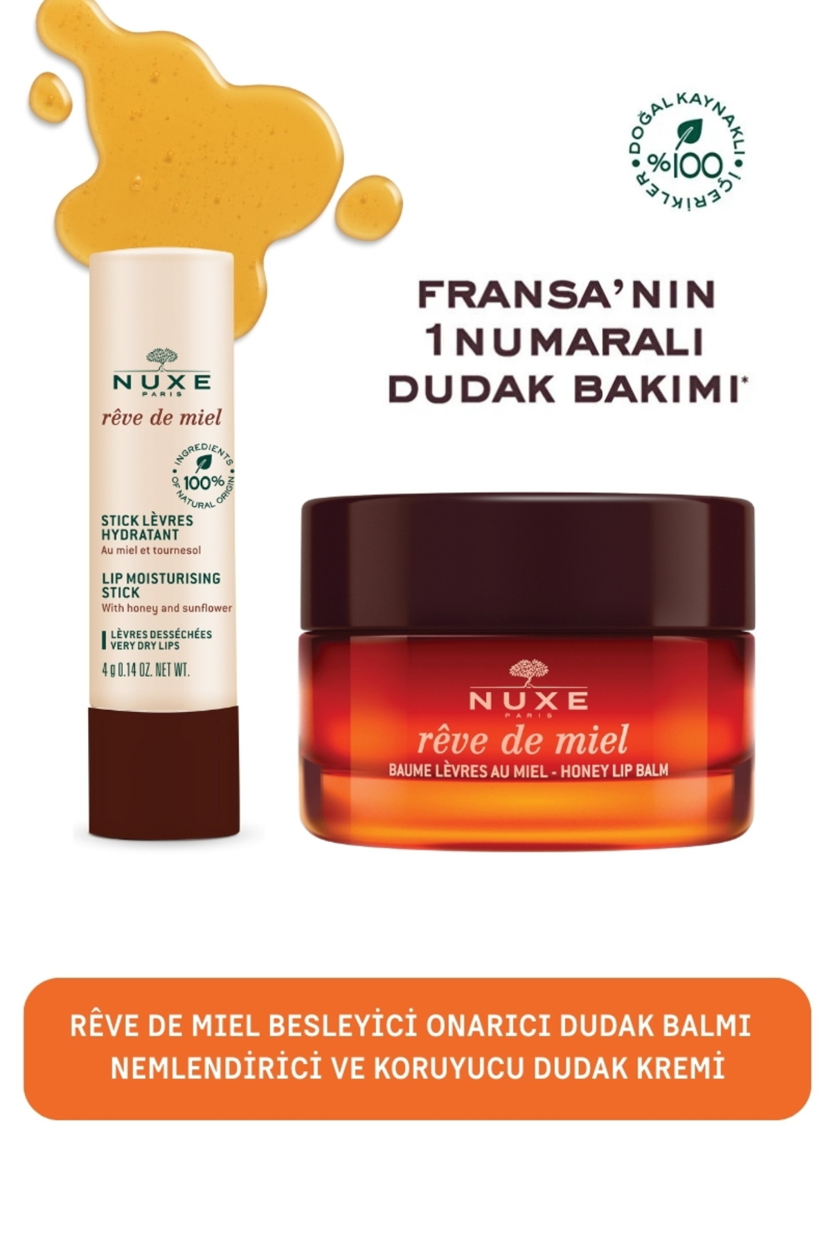 Nuxe Rêve de Miel Nemlendirici ve Koruyucu Dudak Kremi & Besleyici Onarıcı Dudak Kremi