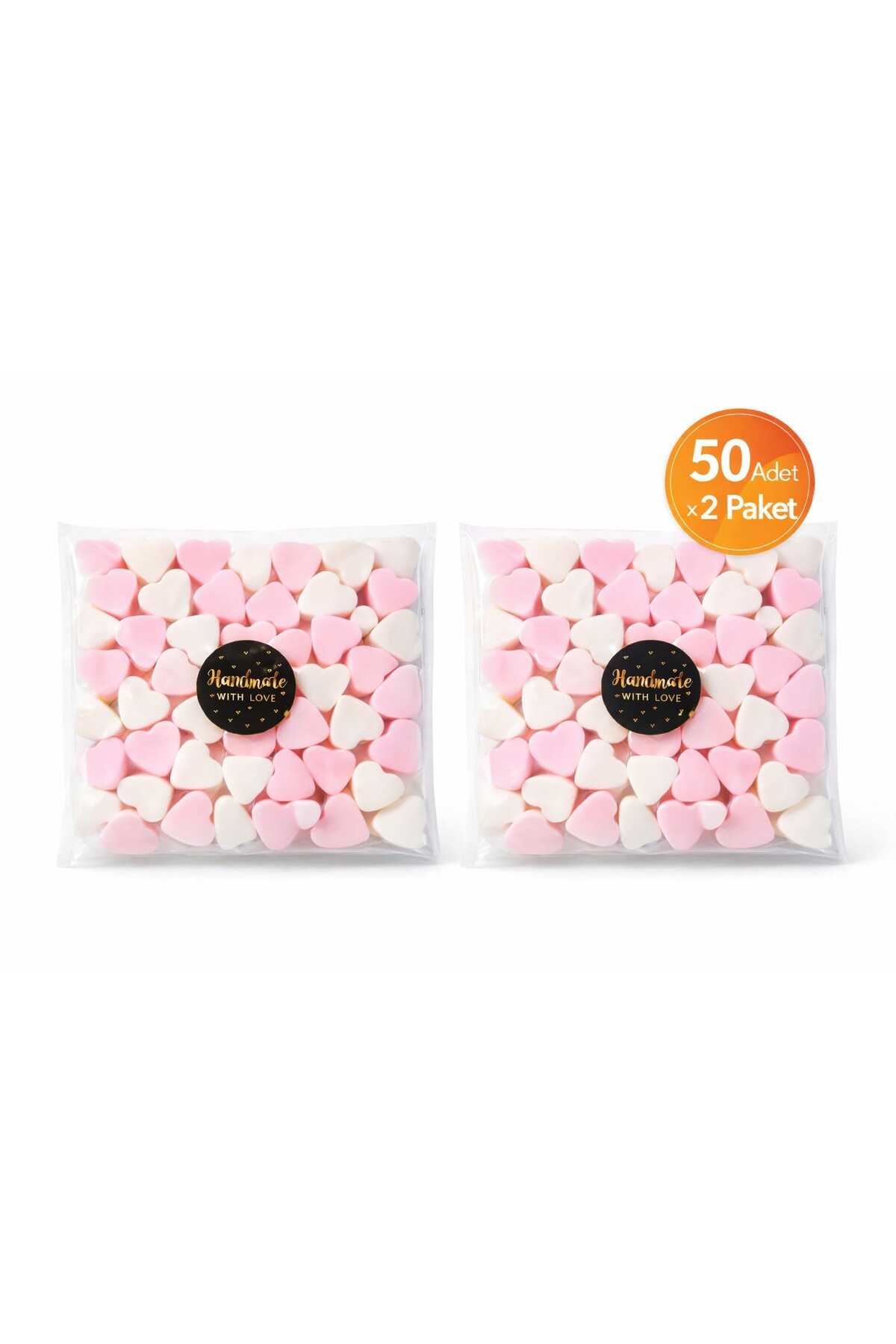 SOO SOAP MİNİ KALP SABUNLAR İKİLİ SET - PEMBE BEYAZ, HİNDİSTAN CEVİZİ KOKULU, EL YAPIMI, HEDİYELİK