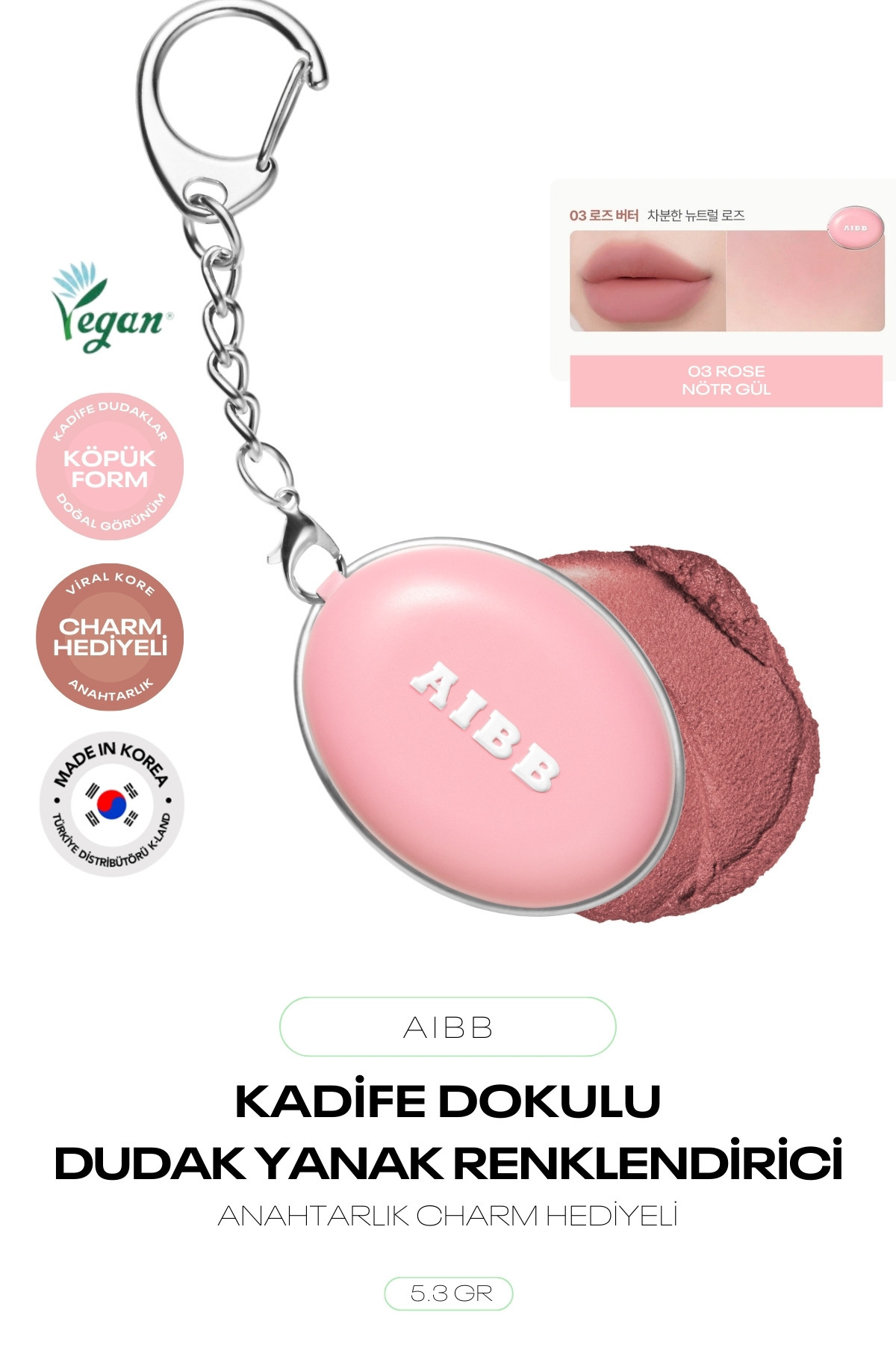 AIBB Kadife Dokulu Blur Etkili Dudak Ve Yanak Renklendirici Blur Tin Pot Charm anahtarlıklı AIBB_BLURPOT