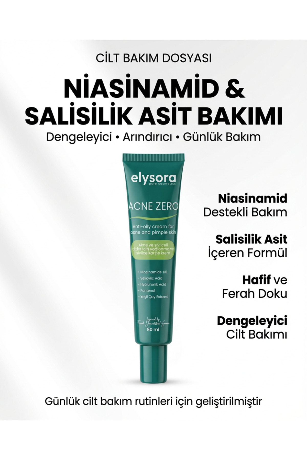 Elysora Akne ve Sivilceye Eğilimli Ciltler İçin Yağlanma Karşıtı Arındırıcı Krem