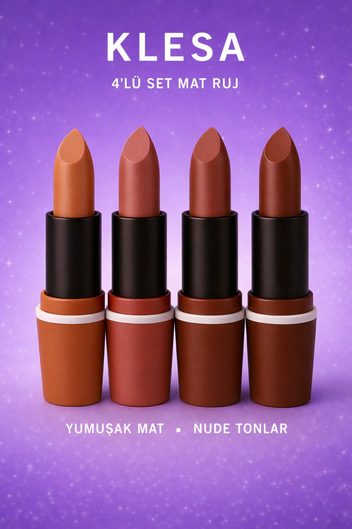 KLESA 4’lü Set Mat Ruj A– Nude Tonlar | Yumuşak Mat Bitiş | EML222 EML226 EML217 EML208