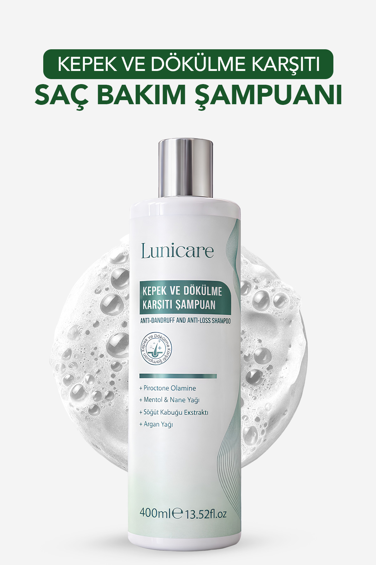 lunicare Kepek Ve Dökülme Karşıtı Şampuan Kepek Karşıtı Tuzsuz Sampuan 400 ml