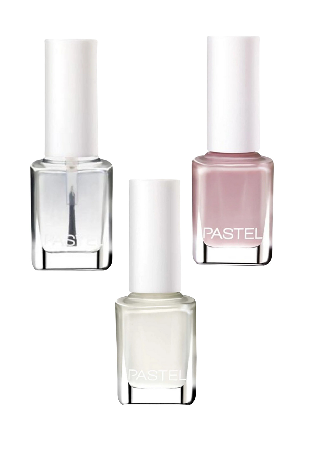 Pastel Clean Girl Oje Seti - 04 Rakı Beyazı, 88 Soft Gri ve 01 Parlatıcı Cila - Minimalist Bakım Paketi