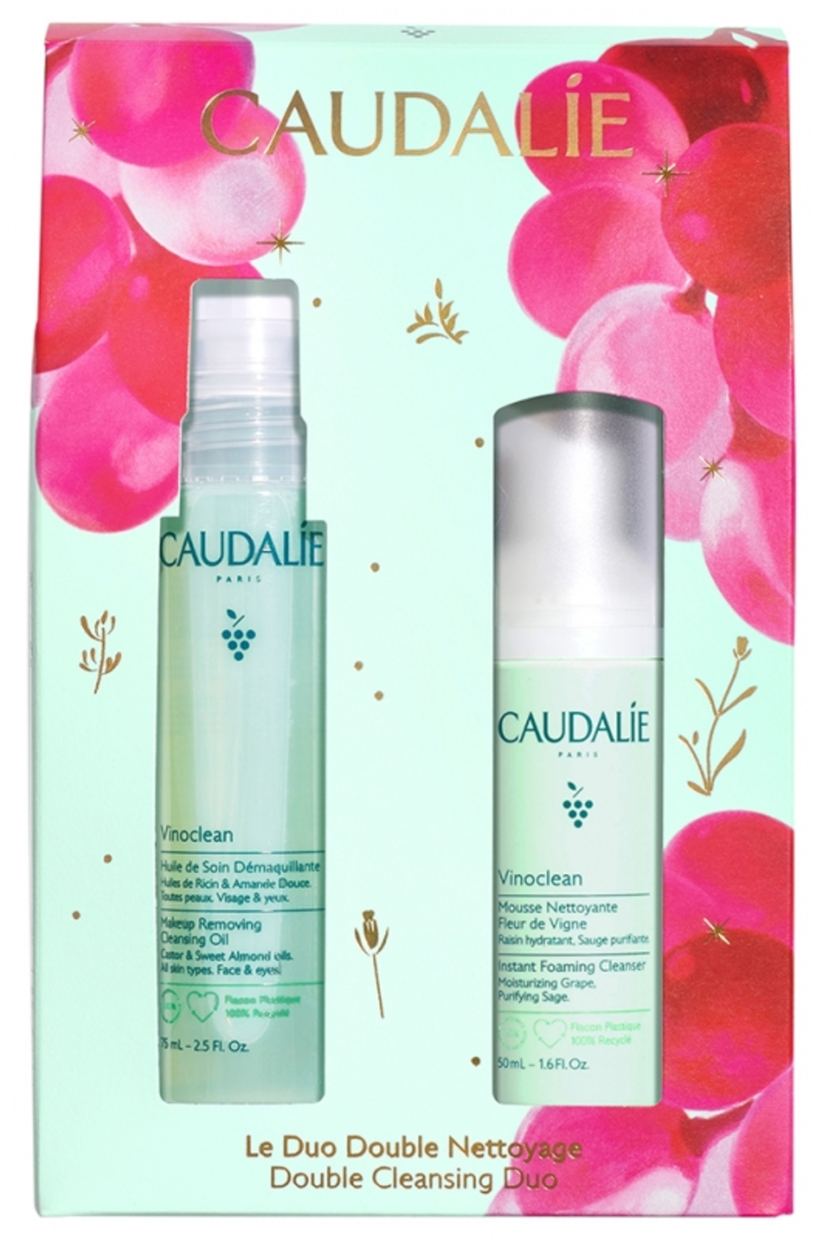 Caudalie Kofre - Vinoclean Cleansing Oil 75 ml + Foaming Cleanser 50 ml