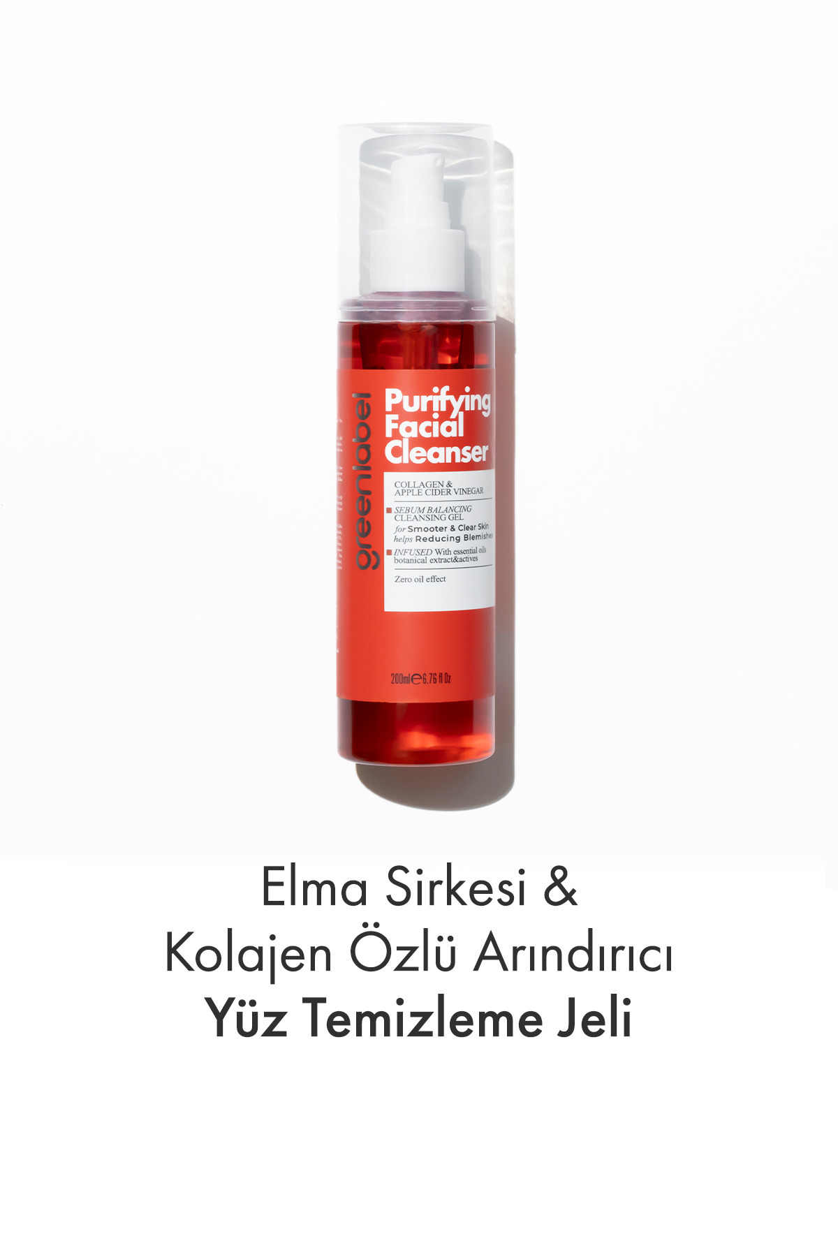 Greenlabel Purifying Facial Cleanser-Elma Sirkesi Kolajen Özlü Canlandırıcı Arındırıcı Yüz Temizleme Jeli 200ml
