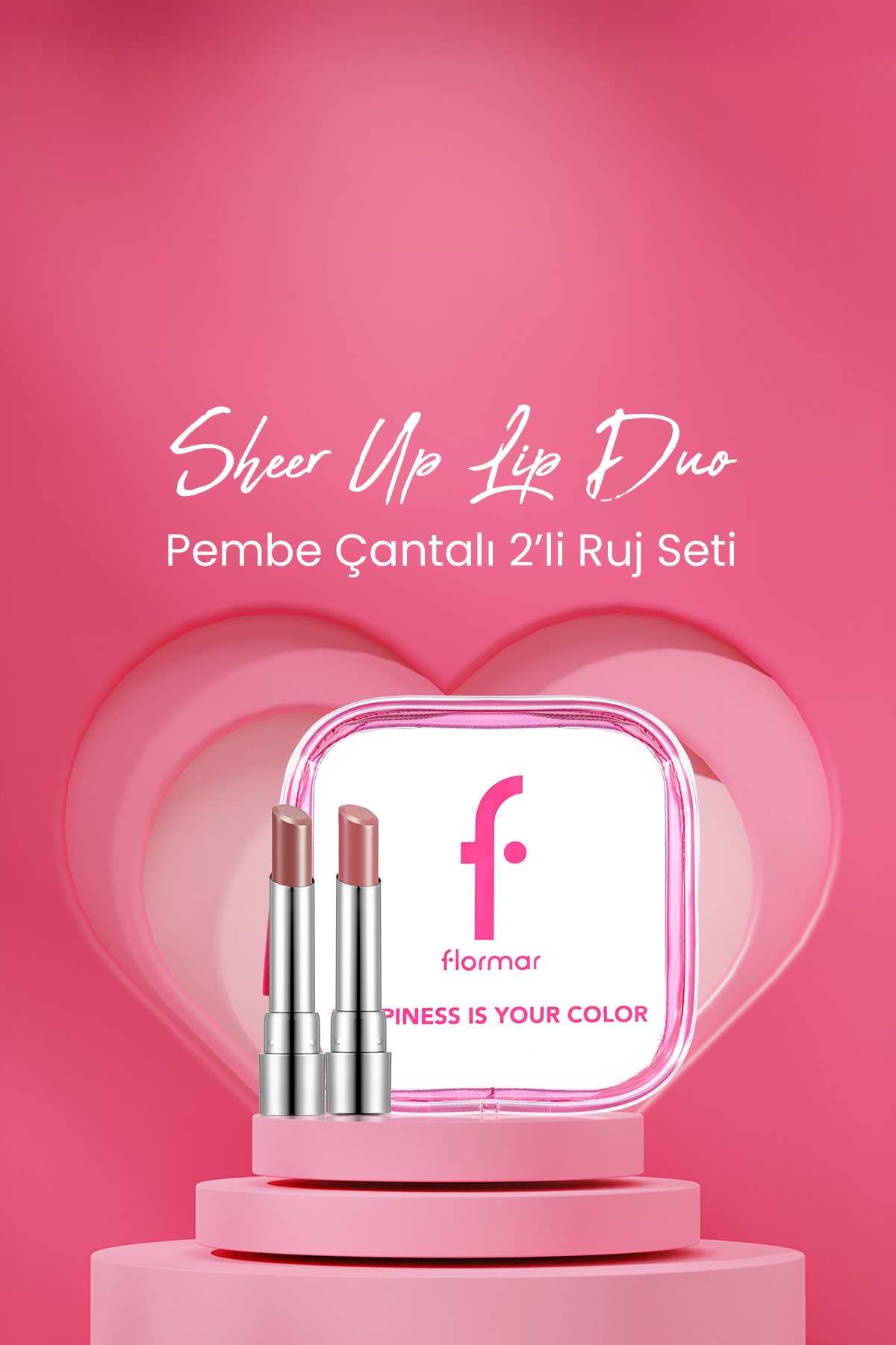 Flormar Sheer Up Lip Duo – Pembe Çantalı 2’li Ruj Seti