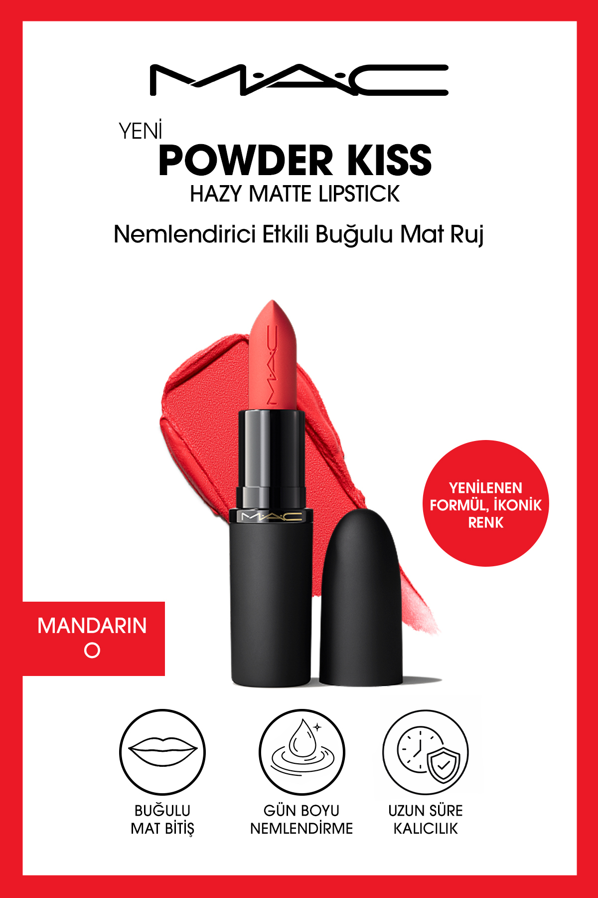 M.A.C Powder Kiss Hazy Matte Lipstick Nemlendirici Etkili Buğulu Mat Ruj - Mandarin O