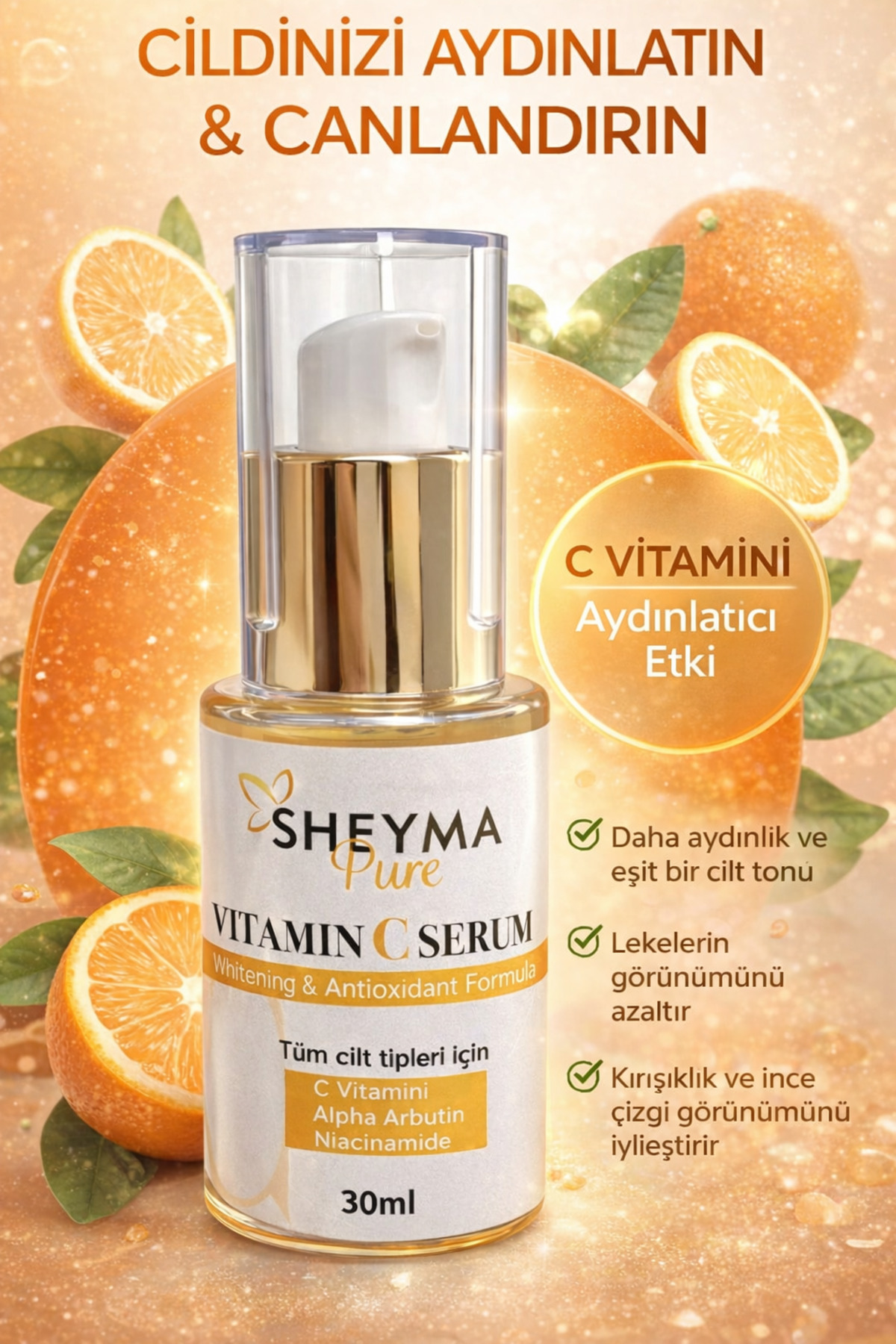 Sheyma Pure C Vitamini Aydınlatıcı Ve Ton Eşitleyici Bakım Serumu 30 ml