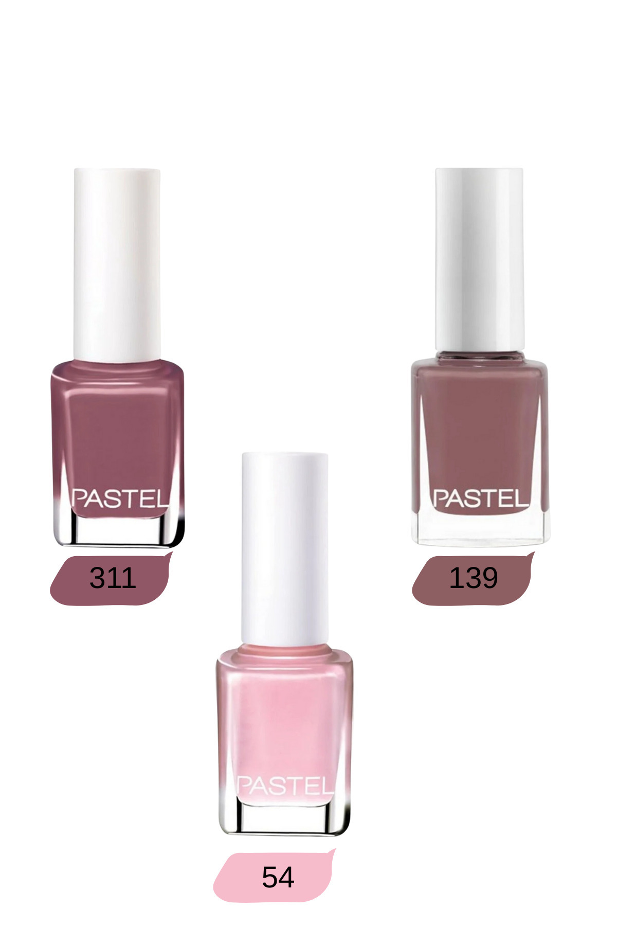 Pastel Soft Romance Oje Seti - 311 Nude, 54 Açık Pembe ve 139 Gül Kurusu - Zarif Bakım Paketi