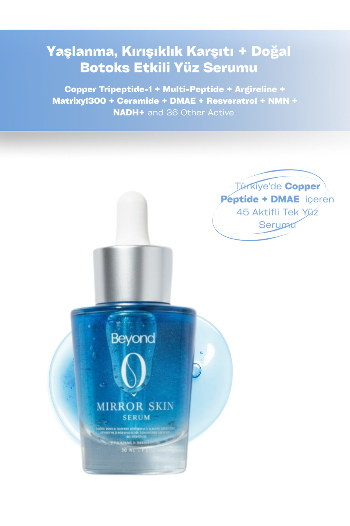 Beyond Handmade Yaşlanma Karşıtı & Doğal Botoks Etkili Serum - Copper Peptide & Dmae & Argireline & Matrixyl3000