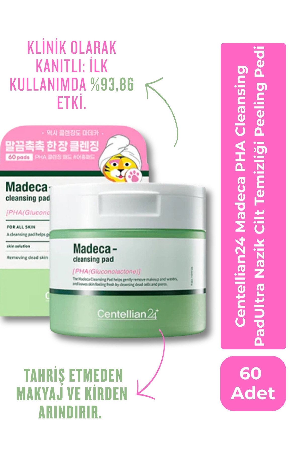 Centellian 24 Madeca PHA Cleansing Pad / Ultra Nazik Cilt Temizligi Pedi 60 Adet
