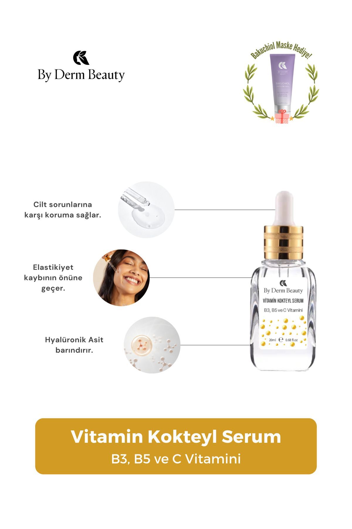 BY DERM BEAUTY VİTAMİN KOKTEYL SERUM B3,B5 VE C VİTAMİNİ - 20ML