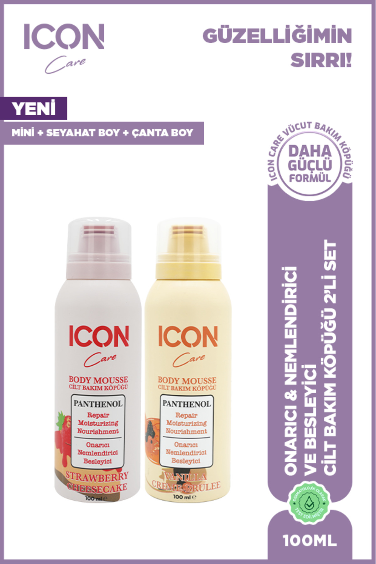ICON Care Cilt Bakım Köpüğü Vanılla Creme100 ml + Strawberry & Cheesecake 100 ml