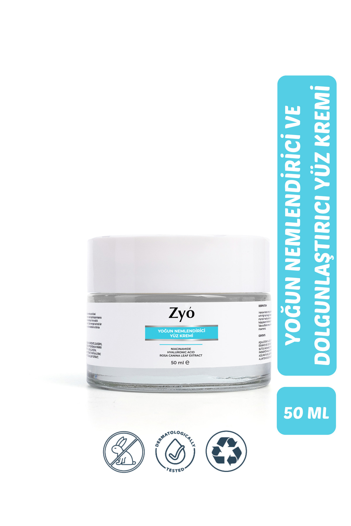 Zyo Yoğun Nemlendirici Aydınlatıcı ve Dolgunlaştırıcı Yüz Kremi 50 Ml ( Hyaluronic Acid - Niacinamide )
