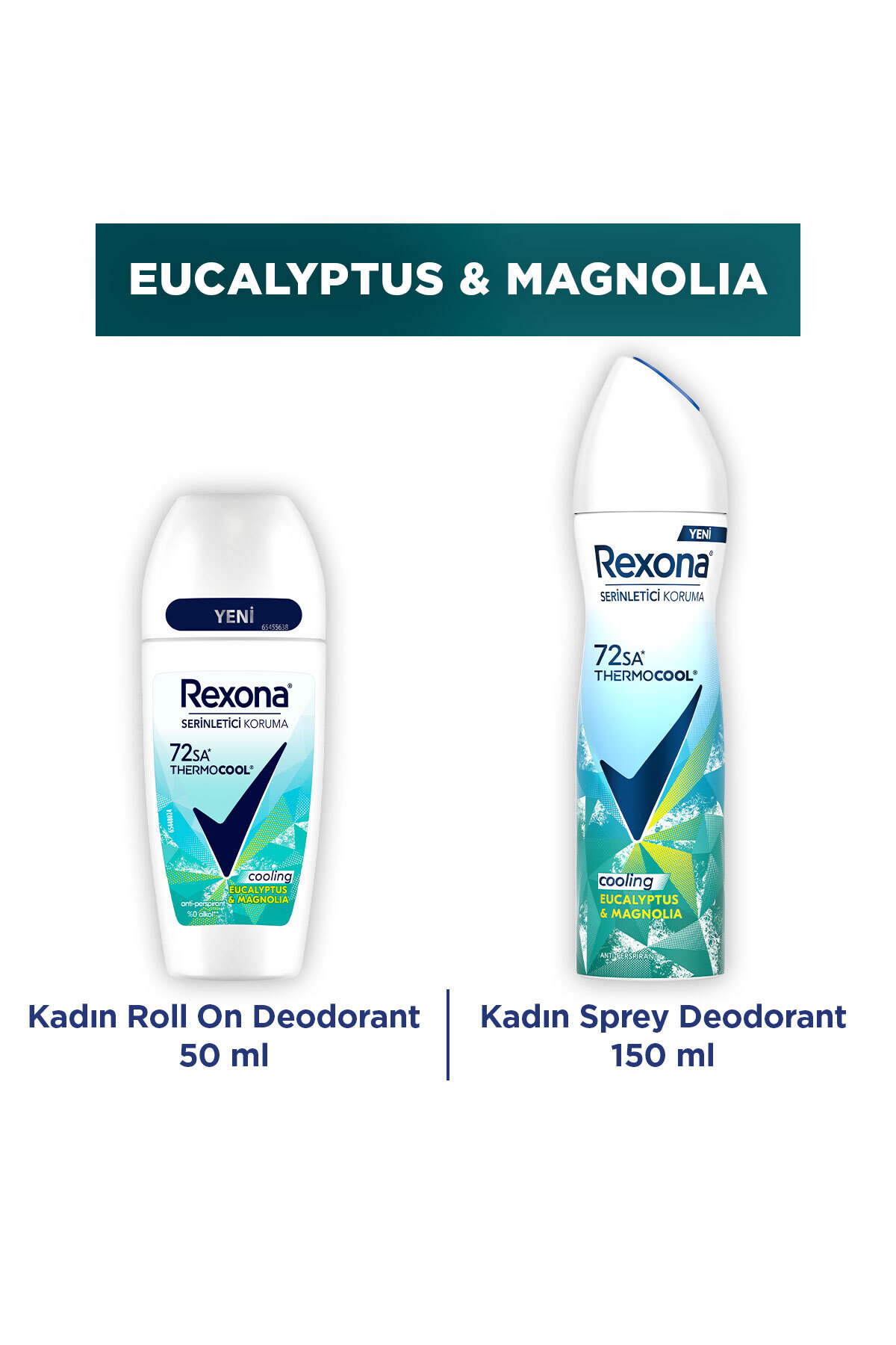 Rexona Thermocool Kadın Sprey Deodorant Eucalyptus & Magnolia 150 ml + Roll On 50 ml