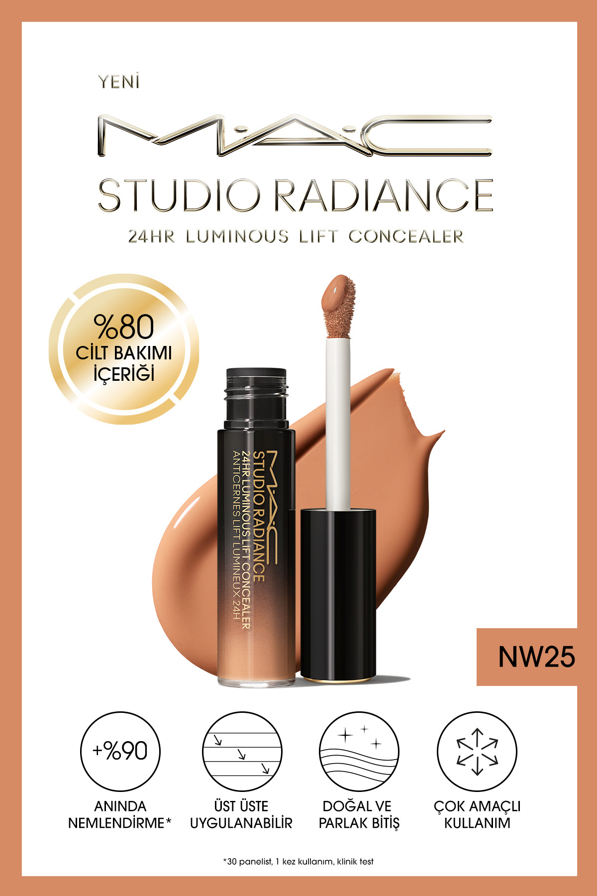 M.A.C Studio Radiance 24hr Luminous Lift Concealer - Cilt Bakım İçerikli Serum Kapatıcı 11 ml - NW25