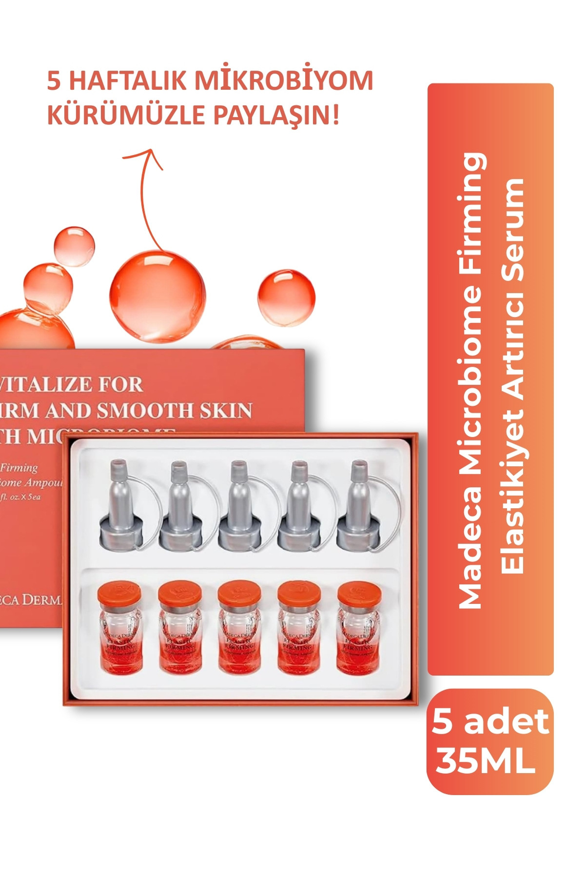 Madeca Derma Microbiome Elastic Firming (35ml / 7ml x 5 adet) Gençlik mikrobiyomları içeren yoğun bakım seti