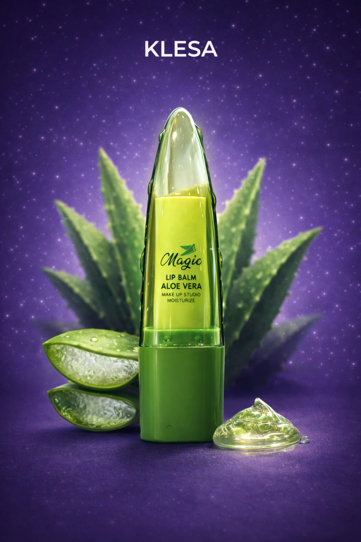 KLESA Renk Değiştiren Yeşil Lip Balm Aloe Vera İçerikli Doğal Pembe Ton