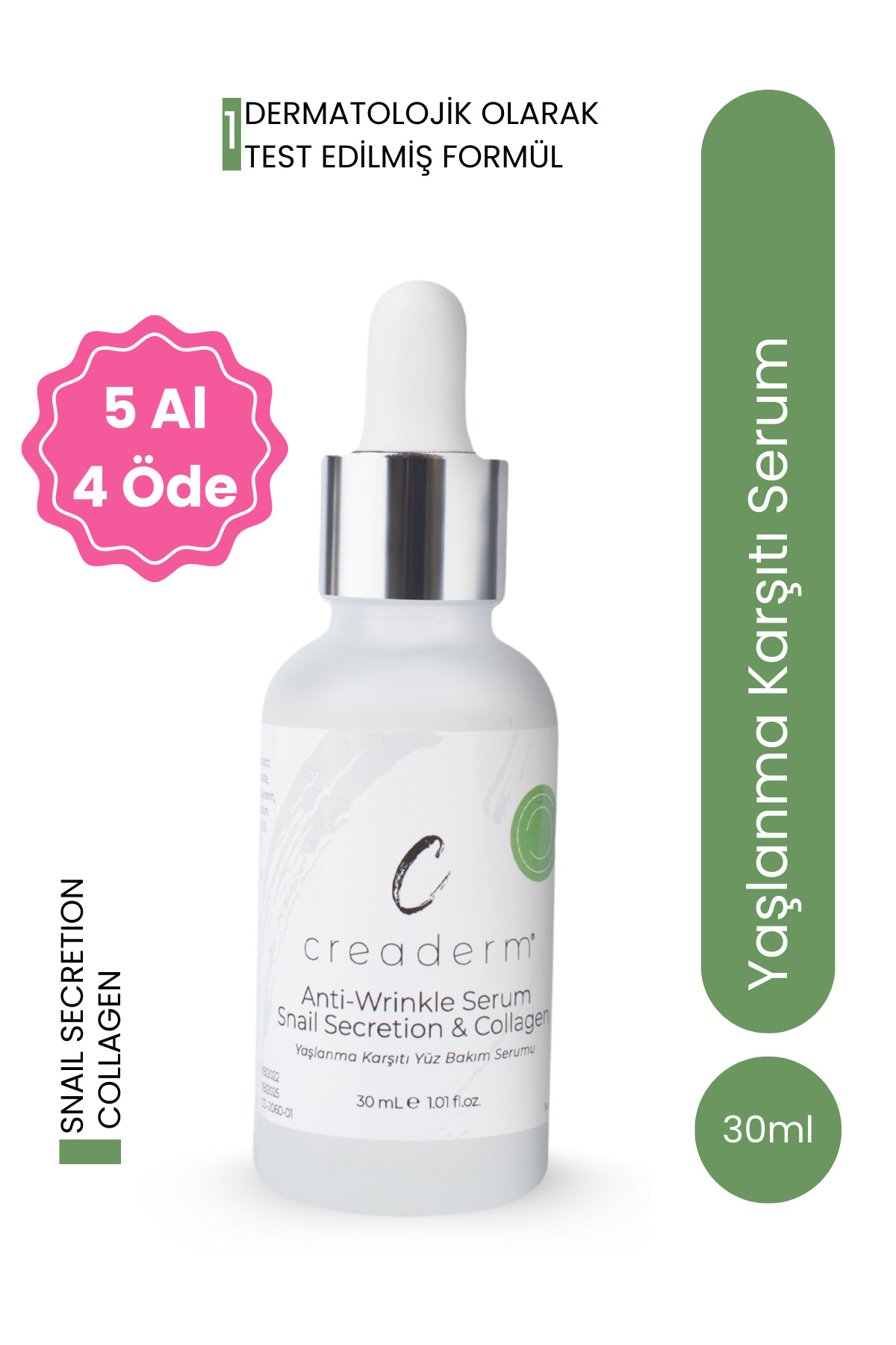 CREADERM Yaşlanma Karşıtı Yüz Bakım Serumu (Anti-wrinkle Serum Snailsecretion & Collagen)