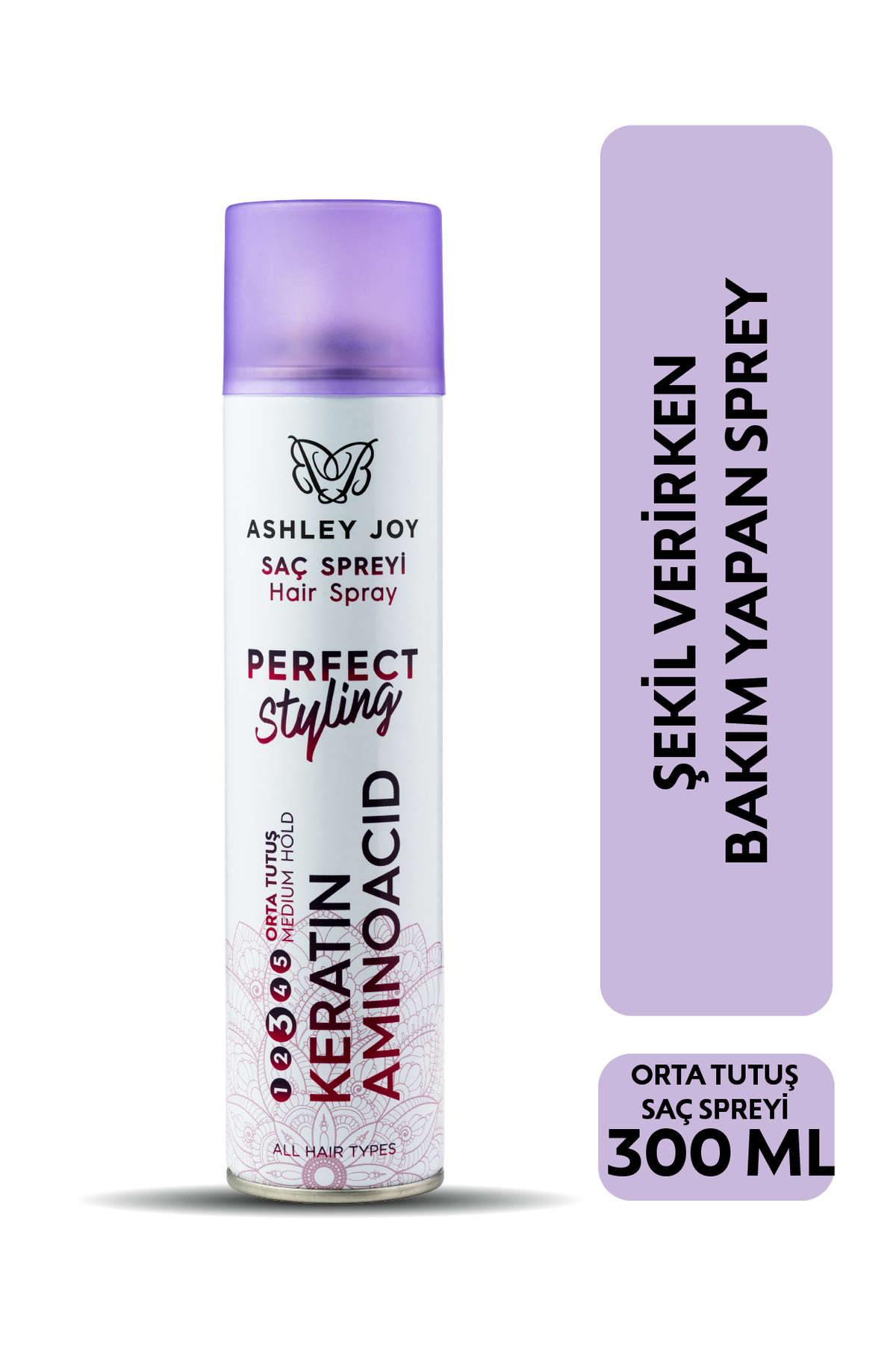 ASHLEY JOY Keratin Ve Aminoasit Içeren Orta Tutuş Şekillendirici Saç Spreyi 300 ml