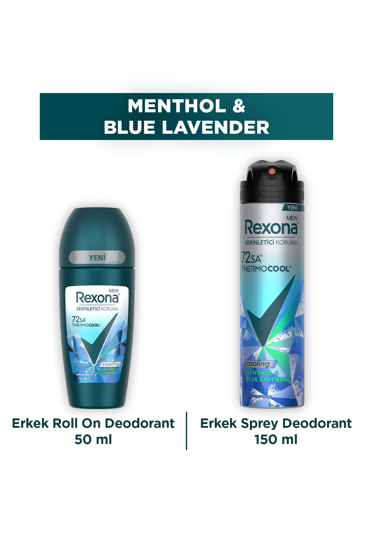 Rexona Men Thermocool Erkek Sprey Deodorant Menthol & Blue Lavender 150 ml + Roll On 50 ml