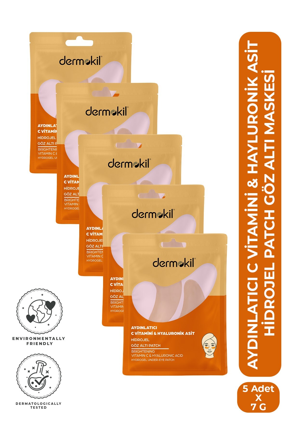 Dermokil Aydınlatıcı C Vitamini & Hayluronik Asit Hidrojel Patch Göz Altı Maskesi x 5 Adet