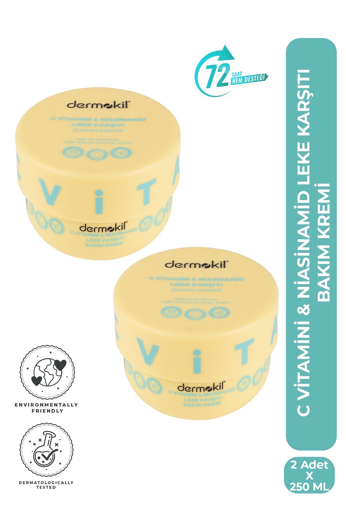 Dermokil C Vitamini & Niasinamid Leke Karşıtı Bakım Kremi 250 ml x 2 Adet