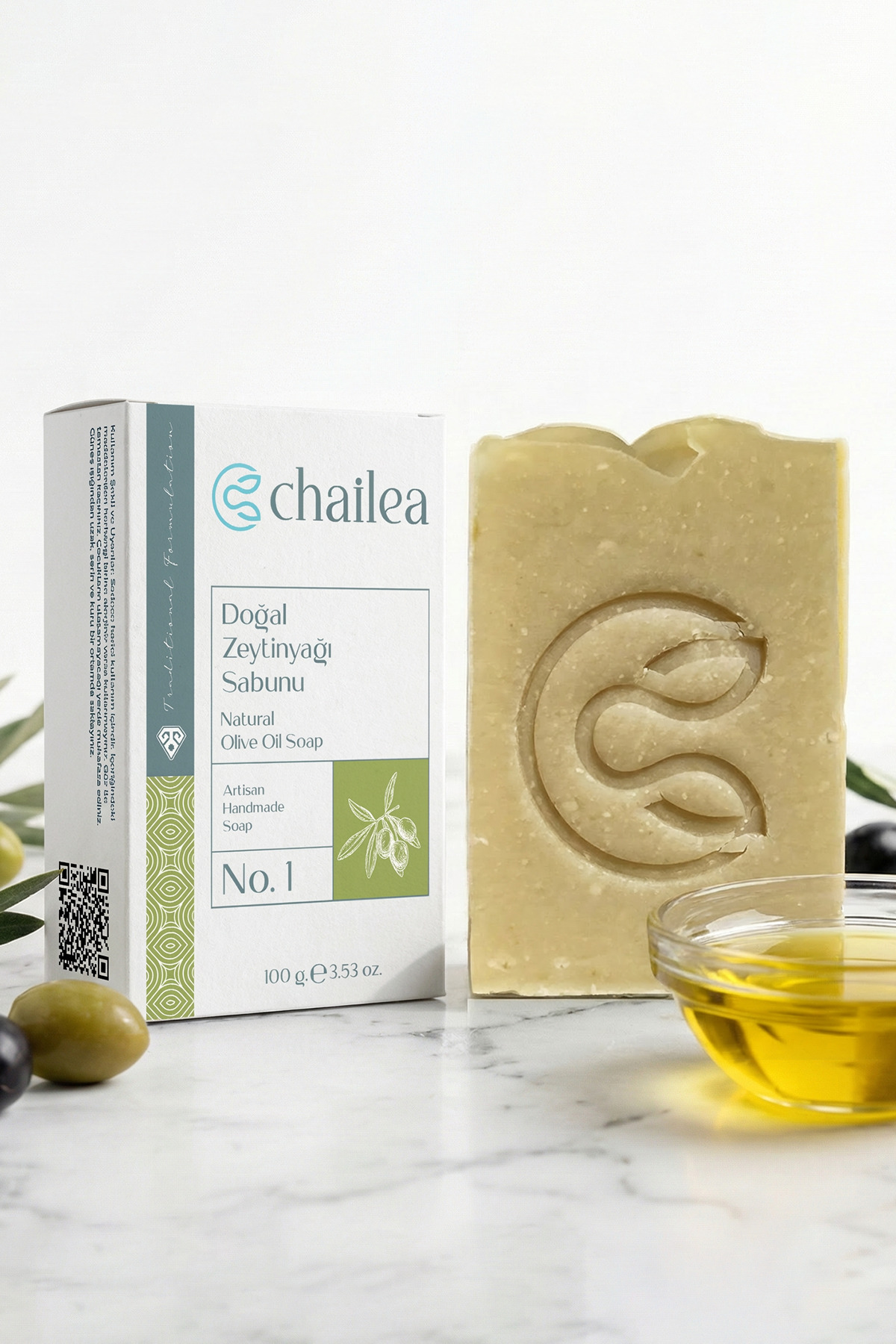 Chailea Doğal Zeytinyağı Sabunu — Soğuk Yöntem, El Yapımı, 100 g