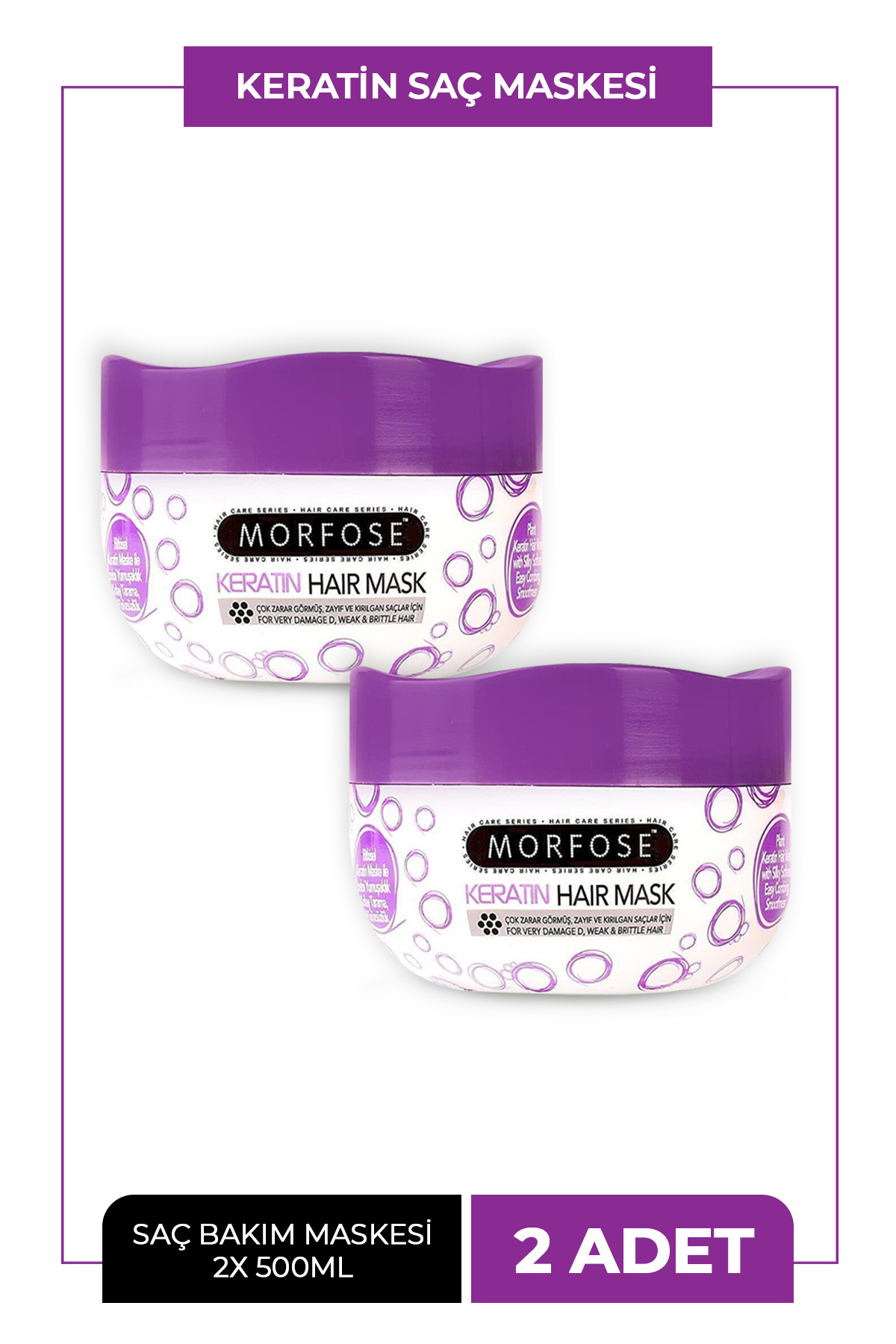 Morfose Yıpranmış Saçlara Özel Keratin Içerikli Saç Maskesi 500 ml 2'li