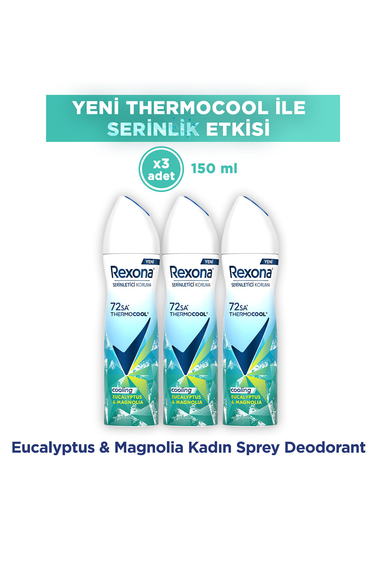 Rexona Thermocool Kadın Sprey Deodorant Eucalyptus & Magnolia 150 ml x3