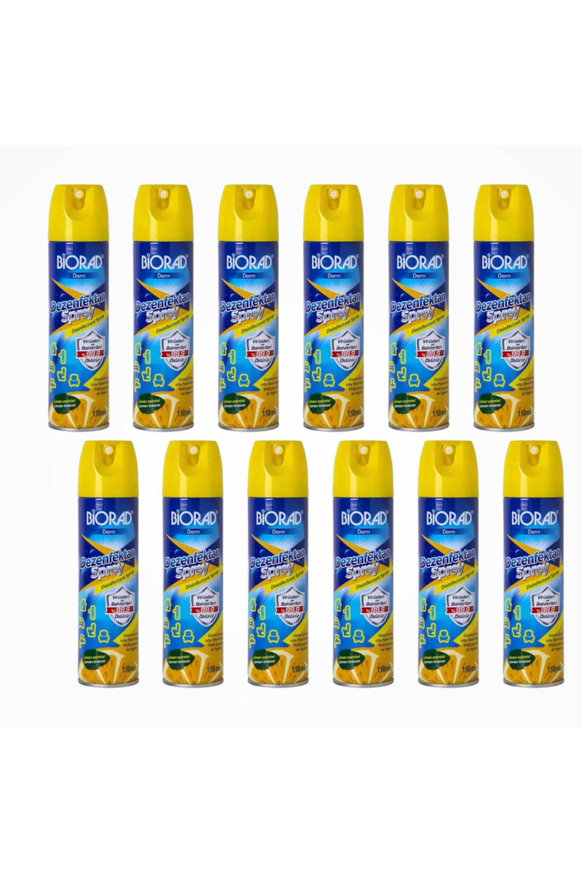 BİORAD Parfümlü Dezenfektan Sprey Limon Kokulu 150ml - 12 Adet