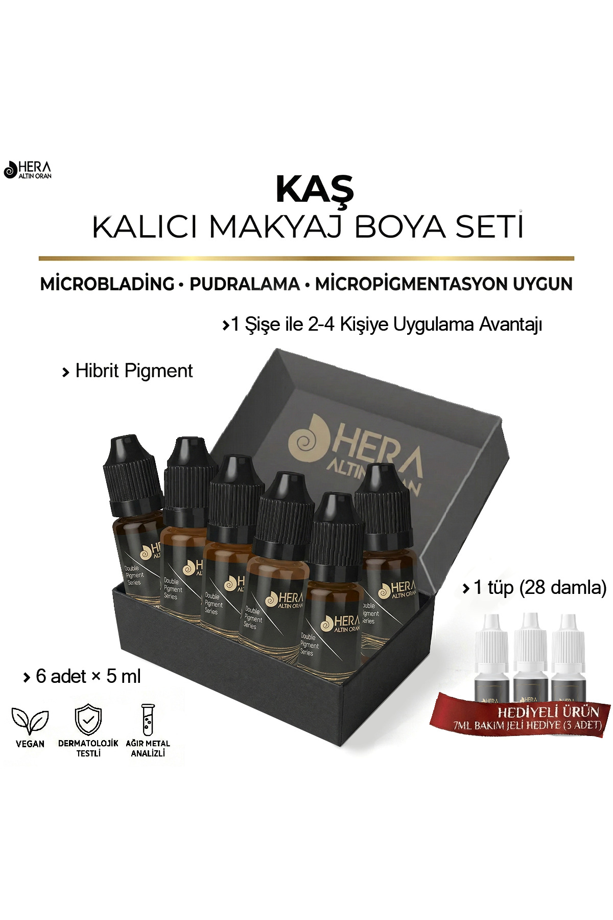 Hera Altın Oran 6x5ml Kalıcı Makyaj Ve Microblading Boyası