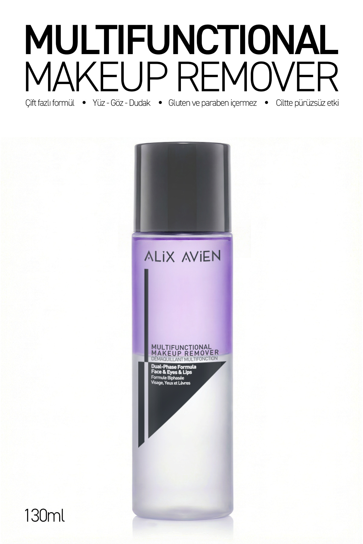 Alix Avien Multi-Functional Makeup Remover - Çok Amaçlı Makyaj Temizleyici - Çift Fazlı Formül - Yüz-Göz-Dudak