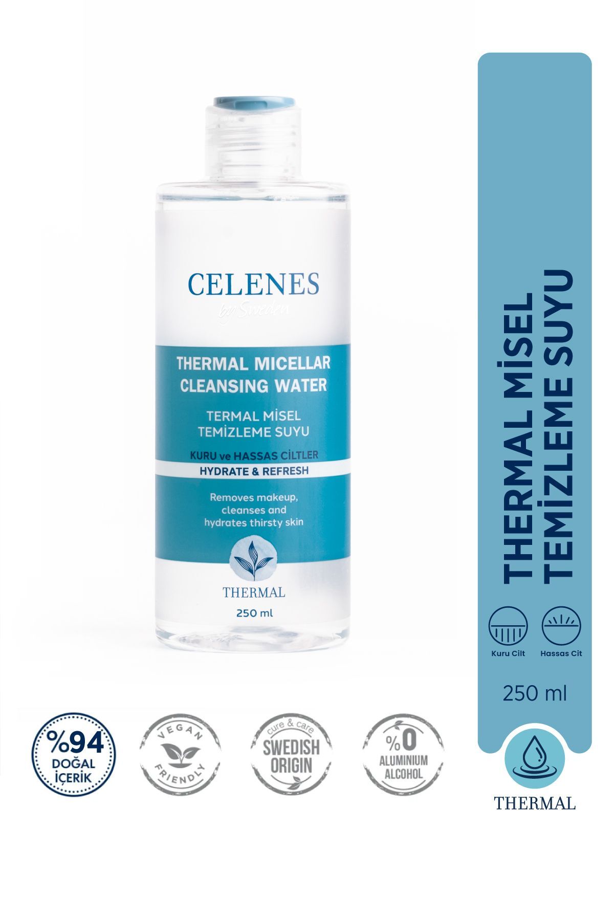 Celenes Nemlendirici Ve Canlandırıcı Thermal Misel Temizleme Suyu Kuru Ve Hassas Ciltler 250 ml