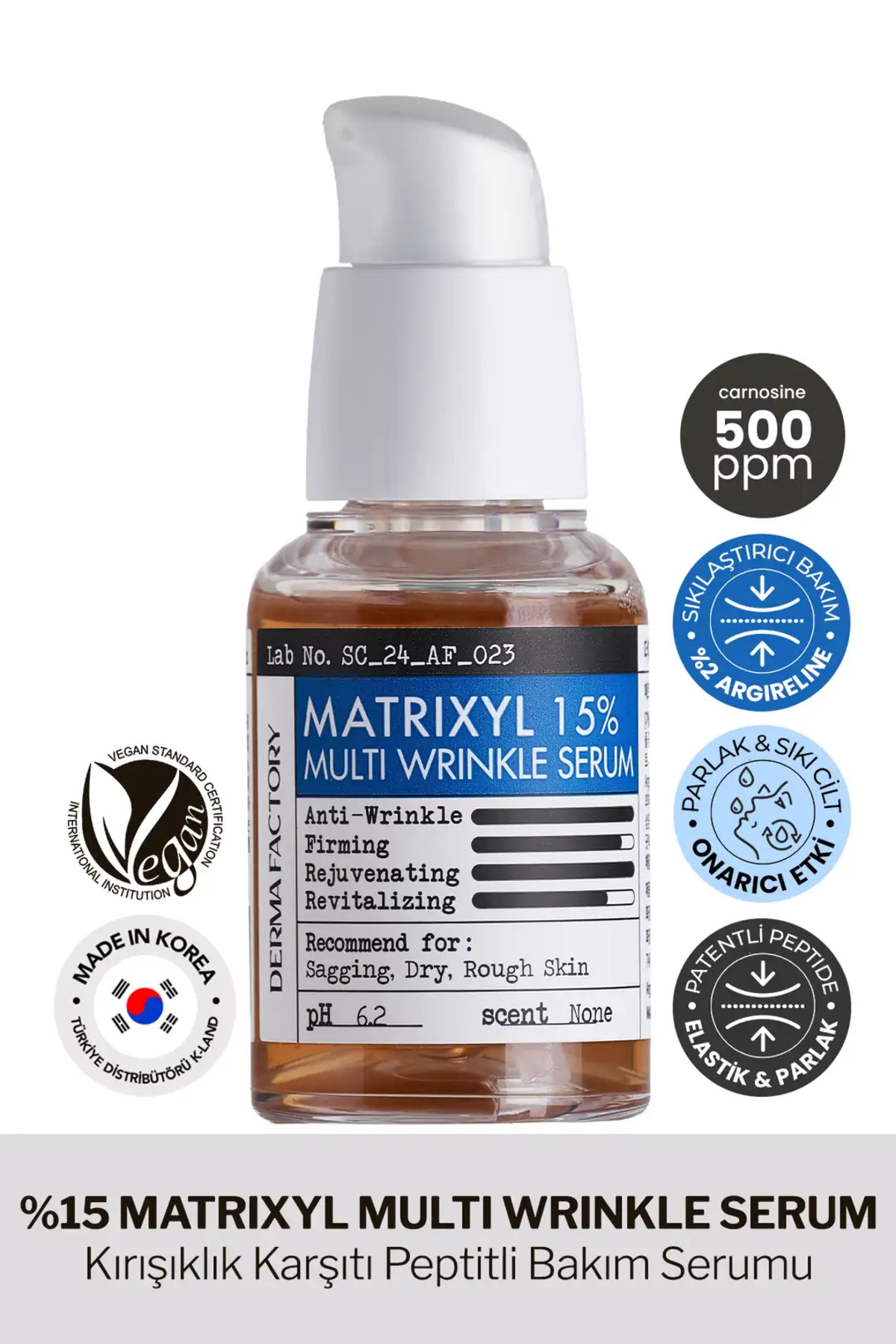 DERMA FACTORY Kırışıklık ve Sarkmalar İçin Yüksek Etki Sağlayan Matrixyl %15 Serum