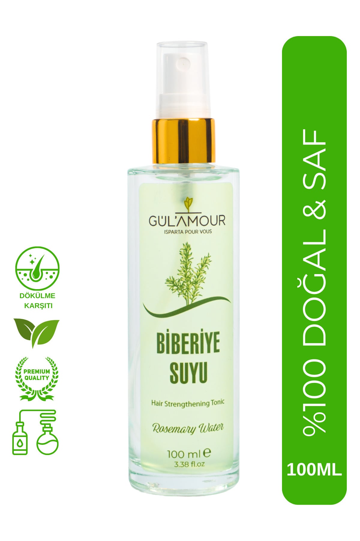 GÜLAMOUR %100 Doğal Biberiye Suyu Saç ve Cilt İçin Tonik 100ml