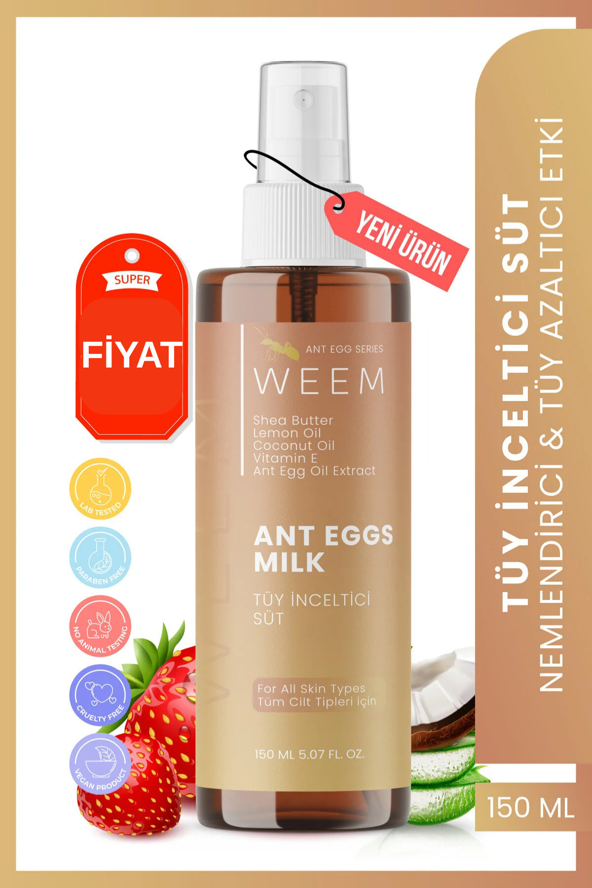 weem Karınca Yumurtası Yağı İçeren Tüy Azaltıcı & ve Vücut Nemlendirici Süt 150 ml